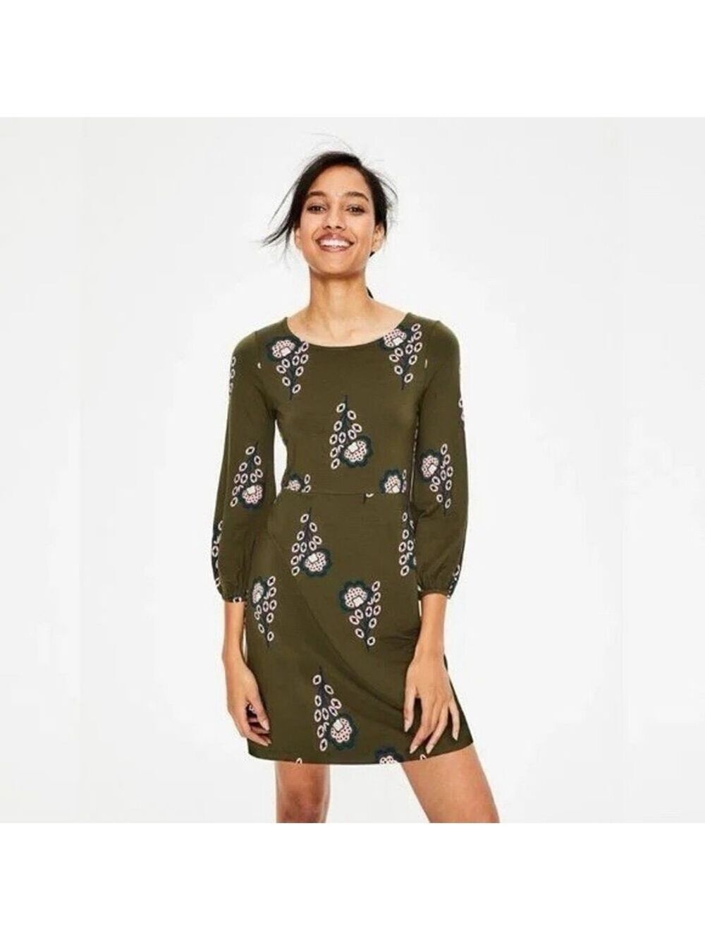Boden Lucie Jersey Tunic Dress Floral Mini Knit Plus Size